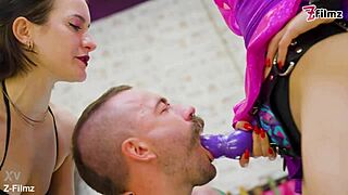 two dominas break in slave with boot worship and strapon pounding