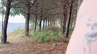 i wandered into the woods craving connection flashed my beautiful latina pussy masturbating in costume