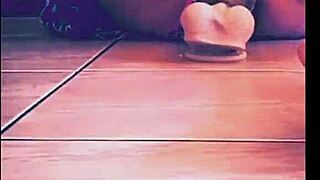 Cute tranny Veronica Vegas rams huge dildo deep in ass solo