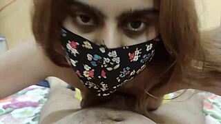 my pakistani stepmom's juicy tits bounce during sloppy handjob in bedroom