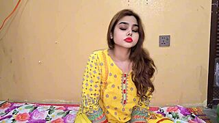 my pakistani stepmom's juicy tits bounce during sloppy handjob in bedroom