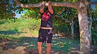 fetish sweat lick armpits and salty pussy on beach with big natural tits bouncing