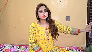 my pakistani stepmom's juicy tits bounce during sloppy handjob in bedroom