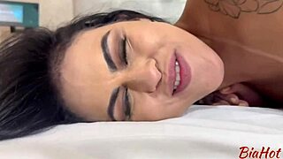 Brazilian beauty chokes on neighbor's huge cock sperm begs for creampie while husband away