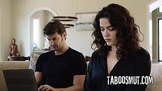 brunette housewife caught on porn gets roughly fucked by it guy