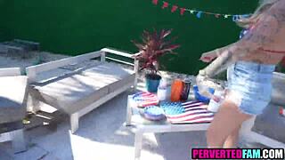 Fireworks fade but stepmom girlfriend threesome ignites taboo heat on fourth of july