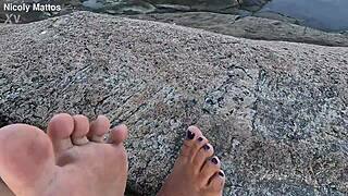 Fetish Feet Exposed on Public Beach for Podolatras Lovers