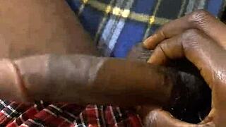 picture a college 18yo teen oiling up jerking massive black bodybuilder cock till cum covered