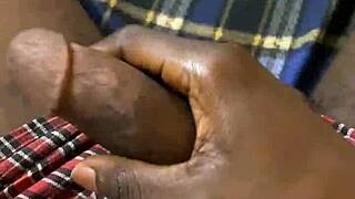 picture a college 18yo teen oiling up jerking massive black bodybuilder cock till cum covered