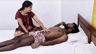 Stepmom's close-up blowjob leads to creampie in taboo indian homemade session