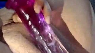 damn gorda stuffs huge dildo again shows pierced tits 😈🍑💦