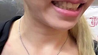 Asian Girl Fingers Pussy in Elevator Till Stranger Enters