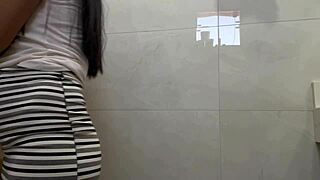 😈 hottie crams massive cock deep in her ass bathroom pounding 💦