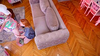 redhead beauty bent over takes huge monster cock doggystyle pounding deep