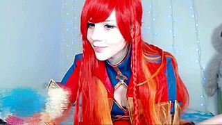 redhead nympho girlfriend fingers wet pussy in selesia cosplay camshow