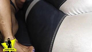 whoa black ninja hammers neighbor's big tits and ass til massive cum dump 💦🍆