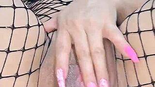 The hot bunny milf rams her huge blonde ass doggystyle with a massive dildo until it bursts