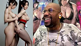 white trans teen pounds goth girl's tight ass pussy from behind chun-li style creampie