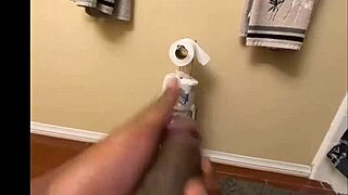Watch him stroke that huge black monster cock until thick pre-cum drips everywhere