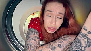 Hey stepson catches stepmom stuck in washer, pounds her hard then creampie finish! 🔥💦😈