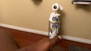 Watch him stroke that huge black monster cock until thick pre-cum drips everywhere