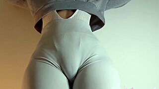 tryin these new leggings like a youtuber but i couldnt hold back showed my hairy pussy cuz im such a slutty bitch part 1