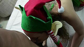 cute bbw babe slurps and sucks big cock hungrily in homemade clip