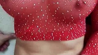 pov couch ride cowgirl doggy on babe's big tits ending cum on ass