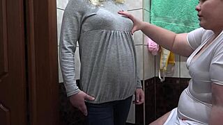 a sexy russian nurse gives pregnant milf patient milky enema in hairy pussy massages vagina till lesbian orgasm fetish