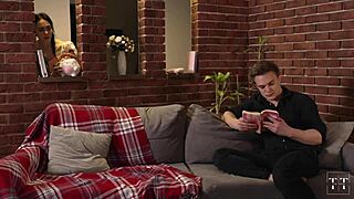 my stepdaughter sneaks peeks then deepthroats my huge cock moaning like crazy daddy 😈🍆🔥