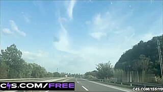 marina squirts everywhere on road trip with messy cum play soaking her panties!