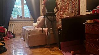anastasia pegs sasha hard with strapon in homemade mistress slave session