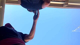 Girlfriend's Outdoor Upskirt Pussy Fucked Doggystyle Under Skirt!