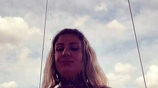 tattooed babe's hard nipples poke through see-through top at gym she admits she's super horny and wet