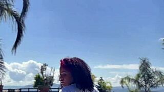 Chubby Ebony Curves Fart Wildly by Poolside Splash