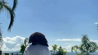 Chubby Ebony Curves Fart Wildly by Poolside Splash