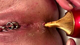 she fingers juicy asshole spreads clit masturbates then rides heels anal german milf