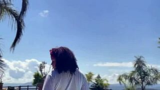 Chubby Ebony Curves Fart Wildly by Poolside Splash