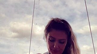 tattooed babe's hard nipples poke through see-through top at gym she admits she's super horny and wet