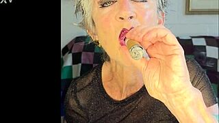 Cougar Smokes Cigar Seductively Then Fucks Husband Bareback In Bedroom