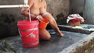 Biggest Boobs Indian Bhabhi Drenches Wet Pussy Outdoors