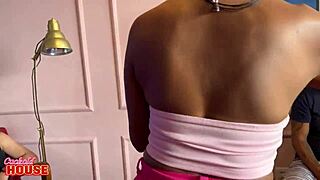 this brazilian brunette got gangbanged by 4 guys and she fucking loved it