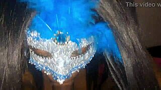 Masked ebony teases with deep blowjob before swallowing hot load