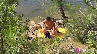 outdoor fun noa rides her date's cock bent over by the lake