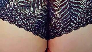 horny brunette babe stuffs ass full of coconut oil massage