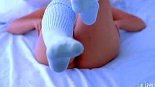 Gorgeous Young Desi In Stockings Glass Dildo Pussy Orgasm