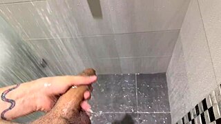 colombian stud jerks huge monster cock close up on hotel balcony then blasts two massive cumshots in bathroom uncensored
