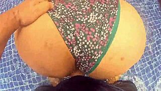 Latina milf's huge ass takes stranger's hard cock poolside!