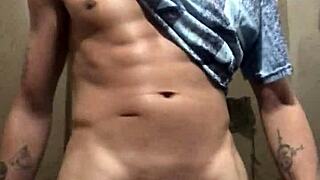 he loves showing off that huge horse cock to the camera in sexy tease