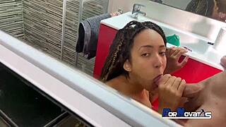 young latina dominicana rides victor bloom's huge cock in steamy shower